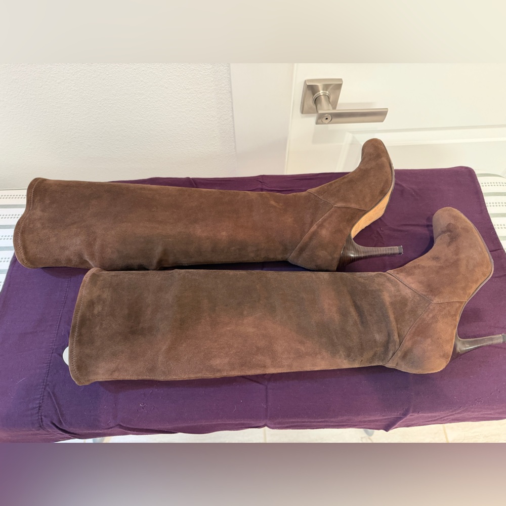 Cole Haan / Nike Air Brown Suede Stretchy Knee Height Boots - 6.5B - Picture 4 of 6